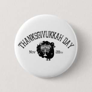 Badge Rond 5 Cm Jour affligé Turquie Menorah de Thanksgivukkah