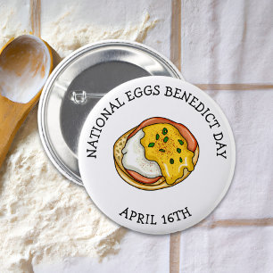 Badge Rond 5 Cm Jour Benedict aux oeufs nationaux - 16 avril
