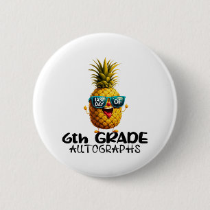Badge Rond 5 Cm Jour de 6e année Autographe Graduation Garçons Fil