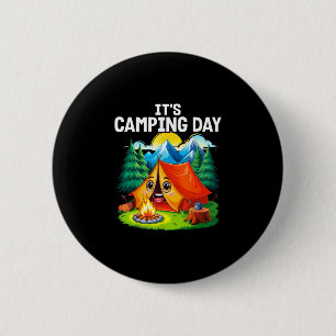 Badge Rond 5 Cm Jour de camping heureux amoureux de plein air tent