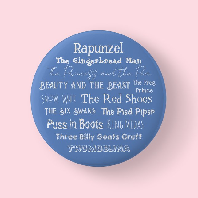 Badge Rond 5 Cm Jour de conte de fées Badge/ Bouton (Fairy Tale Day Badge Blue)