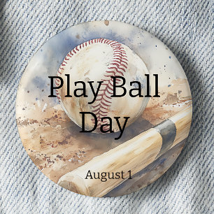 Badge Rond 5 Cm Jour de jeu de balle - Baseball 