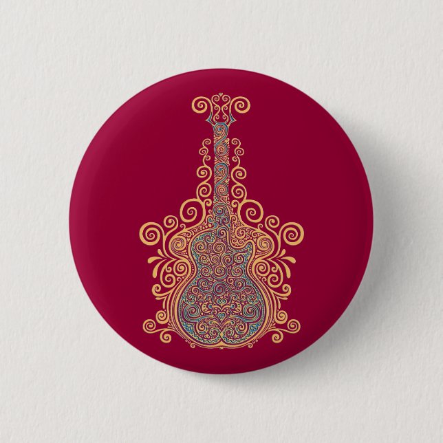 Badge Rond 5 Cm Jour de la guitare morte (Devant)
