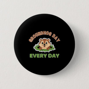 Badge Rond 5 Cm Jour de la marmotte Amusement quotidien Jour de la