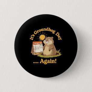 Badge Rond 5 Cm Jour de la marmotte en colère 2 février Drôle Rétr