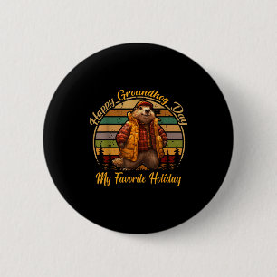 Badge Rond 5 Cm Jour de la marmotte heureux drôle mignon animal M