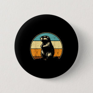 Badge Rond 5 Cm Jour de la marmotte rétro Bonne fête de la marmott