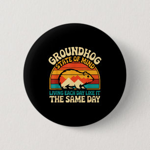 Badge Rond 5 Cm Jour de la marmotte Rétro Coucher de soleil Sarcas