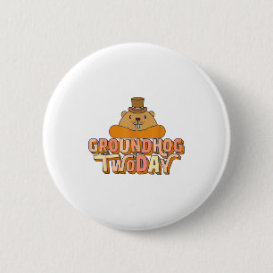 Badge Rond 5 Cm Jour de la marmotte Rétro Vintage Drôle de jeu de