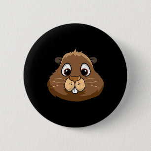 Badge Rond 5 Cm Jour de la marmotte Rodent Tête Costume visage mig