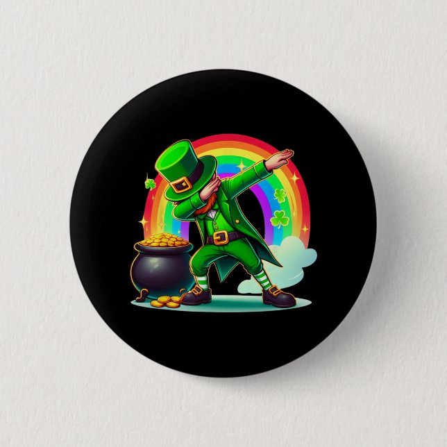 Badge Rond 5 Cm Jour de la Saint Patrick Dabbing Leprechaun Garçon (Devant)