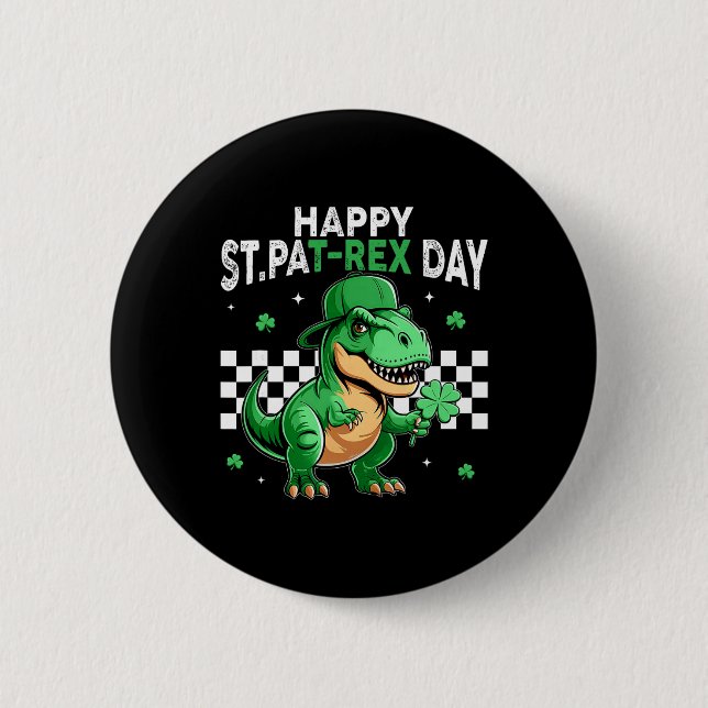 Badge Rond 5 Cm Jour de la Saint-Patrick de dinosaure Joyeux jour  (Devant)