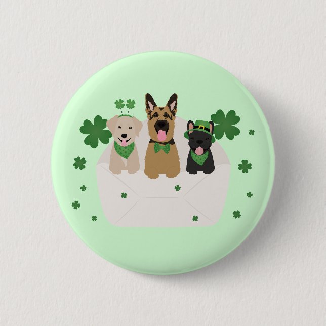 Badge Rond 5 Cm Jour de la Saint Patrick Dog Mail (Devant)