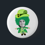 Badge Rond 5 Cm Jour de la Saint Patrick irlandais Jig, Tête encad<br><div class="desc">Drôle photo encadré produits .. ajouter votre propre visage à ce drôle irlandais St Patrick's Day leprechaun .. petit leprechaun vert homme porter un casquette avec un shamrock dedans .. amusant modèle photo pour vous de personnaliser de Ricaso</div>