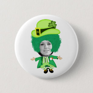 Badge Rond 5 Cm Jour de la Saint Patrick irlandais Jig, Tête encad