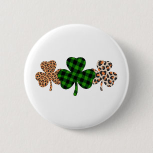 Badge Rond 5 Cm Jour de la Saint Patrick Lucky Irish Green Plaid S