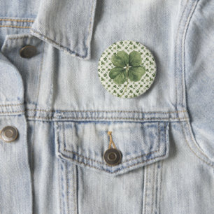 Badge Rond 5 Cm Jour de la Saint-Patrick Trèfle à quatre feuilles