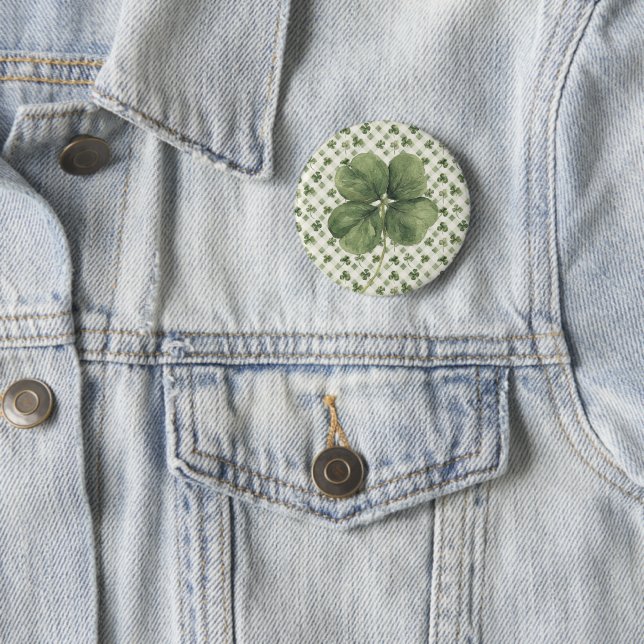 Badge Rond 5 Cm  Jour de la Saint-Patrick Trèfle à quatre feuilles (En situation)