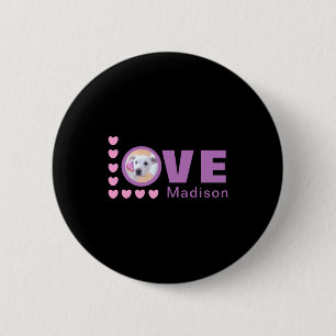 Badge Rond 5 Cm Jour de la Saint-Valentin coeurs d'amour de chiot
