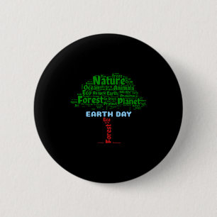 Badge Rond 5 Cm Jour de la Terre Arbre Nature Recycler Planète All