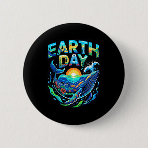 Badge Rond 5 Cm Jour de la Terre baleine conservation de la nature