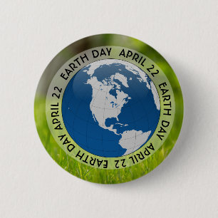 Badge Rond 5 Cm Jour de la terre bouton d'environnement de vert du