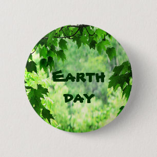 Badge Rond 5 Cm Jour de la terre feuillu
