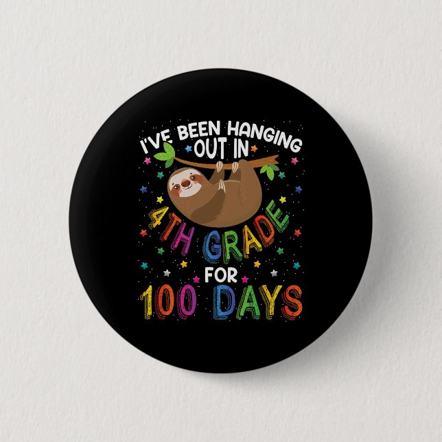 Badge Rond 5 Cm Jour De L'École Conception De Fentes - 4e Année 10 (Devant)