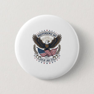 Badge Rond 5 Cm Jour de l'Indépendance Aigle Drapeau Vintage Chemi