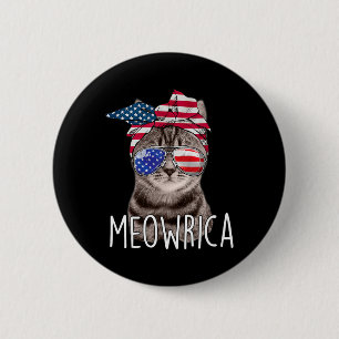 Badge Rond 5 Cm Jour de l'Indépendance de Juillet Meowrica meowric