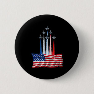 Badge Rond 5 Cm jour de l'indépendance drapeau américain avions à