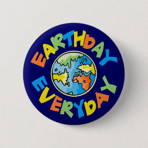 Badge Rond 5 Cm Jour de l'terre chaque jour Éco De l'environnemen