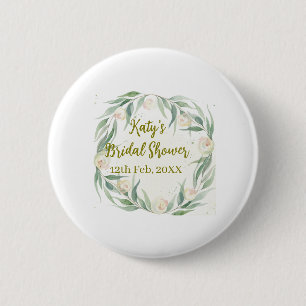 Badge Rond 5 Cm Jour de mariage floral eucalyptus vert nom date