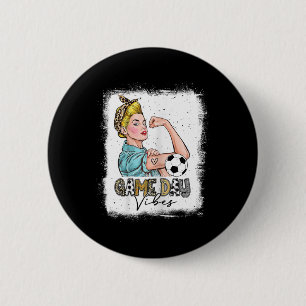 Badge Rond 5 Cm Jour de match de foot délavé pour femmes Vibes Mam
