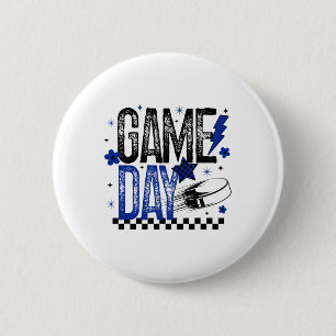 Badge Rond 5 Cm Jour de match de hockey sur glace Maman de hockey