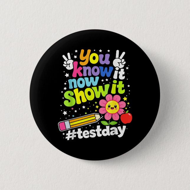 Badge Rond 5 Cm Jour de motivation pour les enseignants de tests d (Devant)
