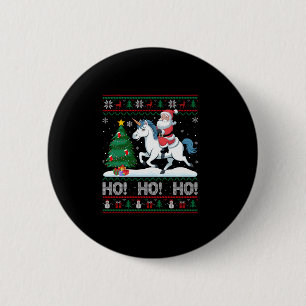 Badge Rond 5 Cm Jour de Noël Arbre Éclairage Père Noël équitation
