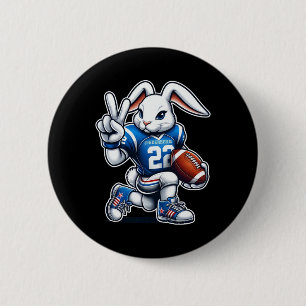 Badge Rond 5 Cm Jour de Pâques Lapin Jouer Footbyll Garçons Filles