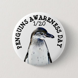 Badge Rond 5 Cm Jour de sensibilisation des pingouins 21 janvier F