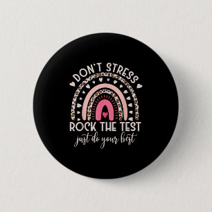 Badge Rond 5 Cm Jour de test amusant Retro Boho Rainbow Day Motiva