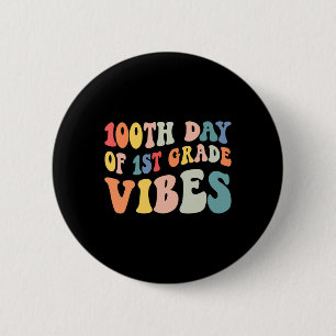 Badge Rond 5 Cm Jour De Vibes De Première Année Retro Enseignant H