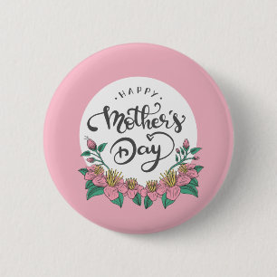 Badge Rond 5 Cm Jour des mères floral élégant Bouton d'éping