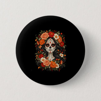 Badge Rond 5 Cm Jour des morts crâne de sucre catrina jour des mor