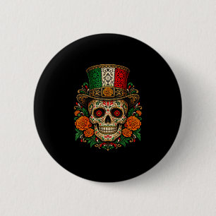 Badge Rond 5 Cm Jour des morts de style mexicain sucre