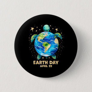 Badge Rond 5 Cm Jour des terres 2025 Restaurer Earth Sea Turtle Ar