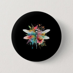 Badge Rond 5 Cm Jour des terres Belle dragonfly aquarelle Art Inse