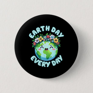 Badge Rond 5 Cm Jour des terres Tous Les Jours Mignonne Terre Port