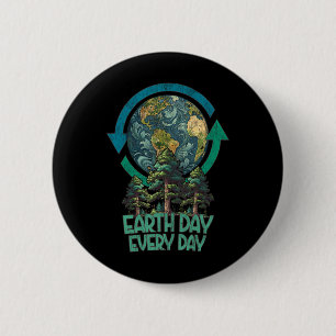 Badge Rond 5 Cm Jour des terres Tous Les Jours Plante Plus D'Arbre