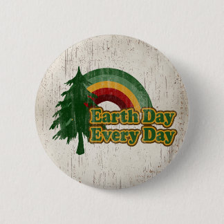Badge Rond 5 Cm jour des terres tous les jours, Retro Rainbow