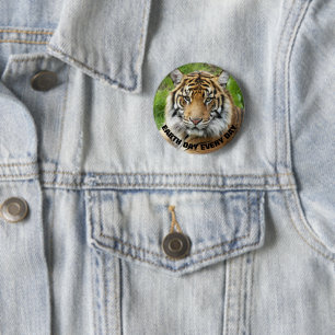 Badge Rond 5 Cm Jour des terres tous les jours Sumatran Tiger Phot